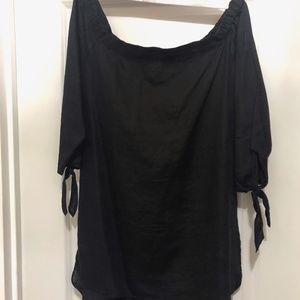 Black Linen Off-Shoulder Top Size L